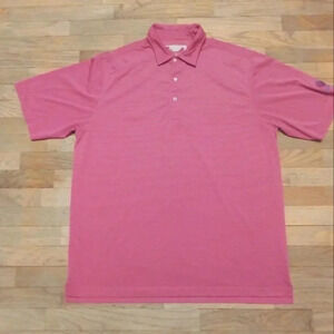 Donald Ross Athleisure Polo Men XL Pink Striped Golf Short Sleeve